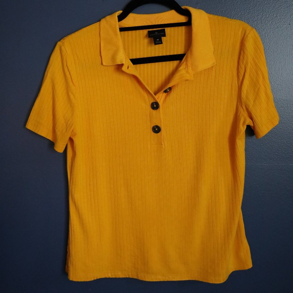 Worthington Large-ribbed Yellow Collared Shirt